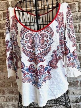 Lucky brand Paisley V-Neck Blouse size XL